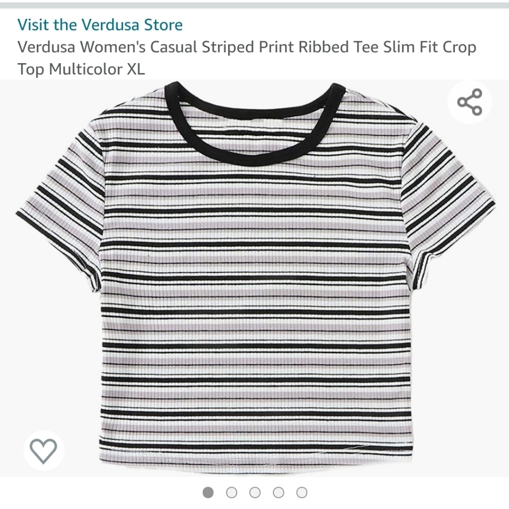 Striped Ribbed Stretch Crop Top L/XL